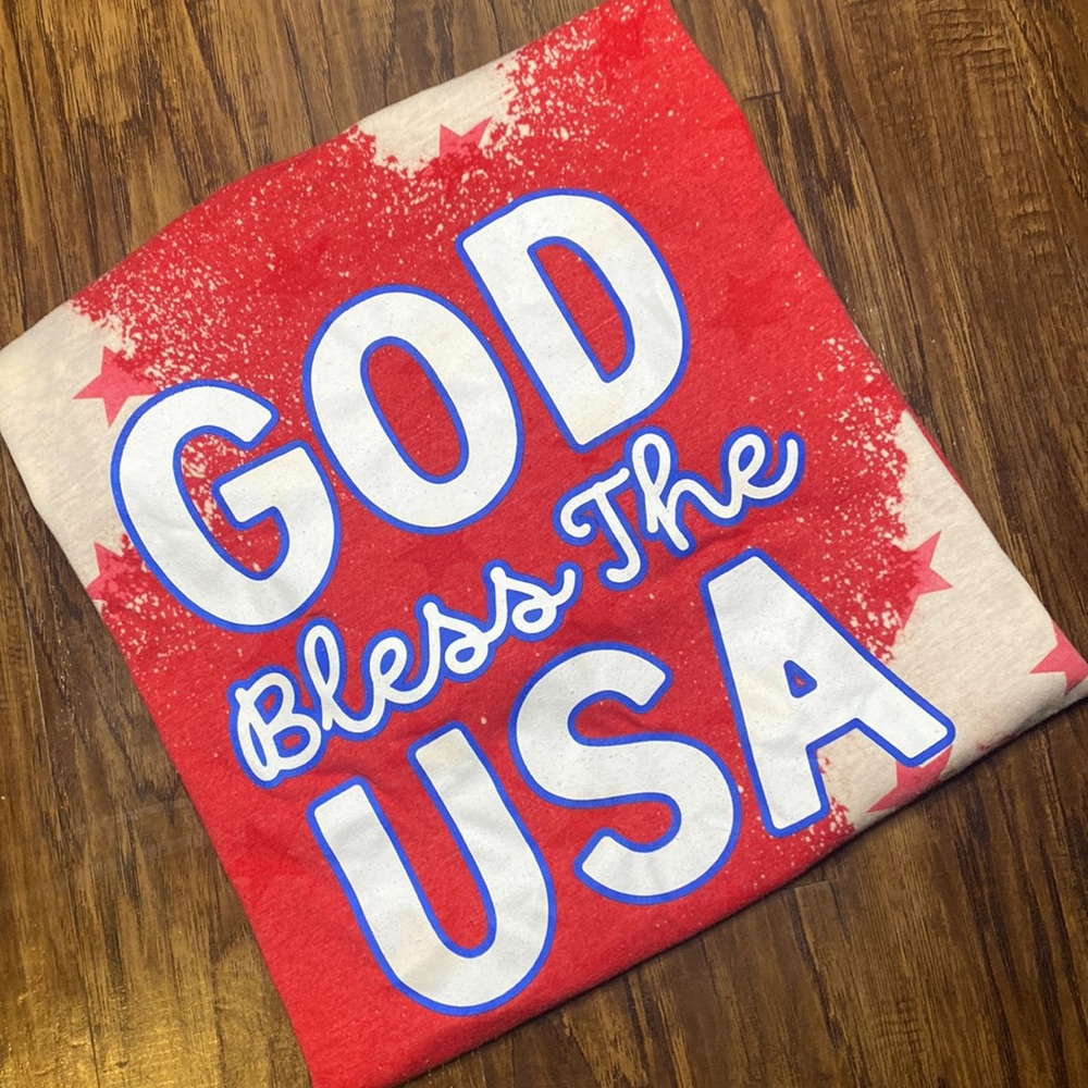 god bless the usa bleached tshirt
